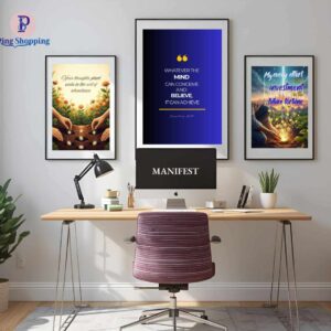 Manifestation Wall Art with Affirmations | Abundance & Wealth Attraction Quotes | Inspirational Decor for Home, Office & Meditation | Conceive, Believe, Achieve