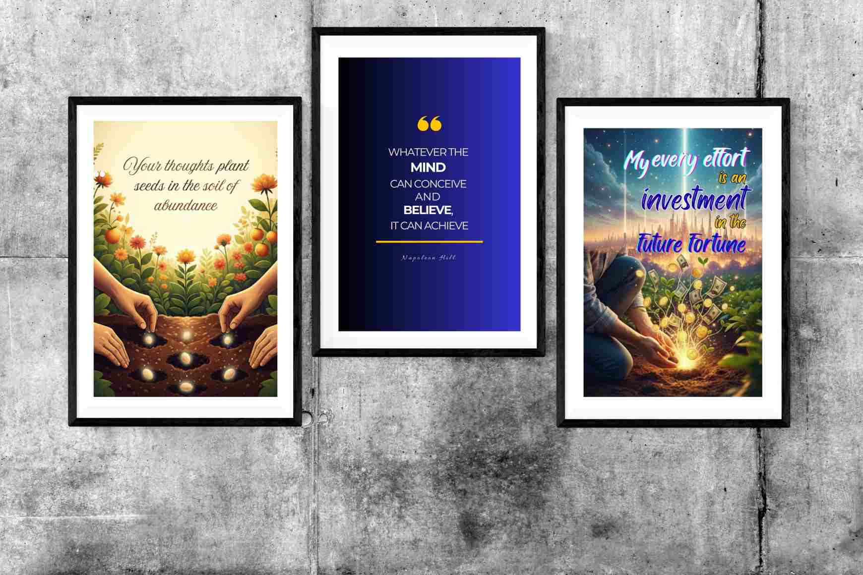 Manifestation Wall Art with Affirmations | Abundance & Wealth Attraction Quotes | Inspirational Decor for Home, Office & Meditation | Conceive, Believe, Achieve - Image 5